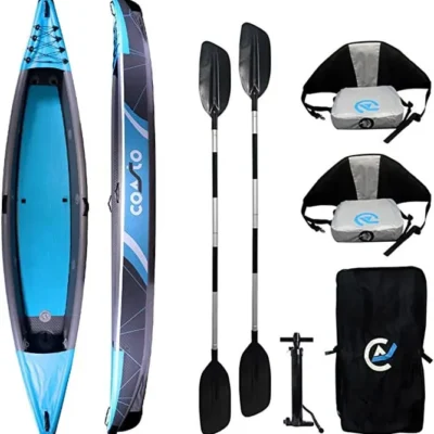 Kayak gonflable 2 places Coasto Russel – Dropstitch – Bleu – 430cm – 80cm – 200kg